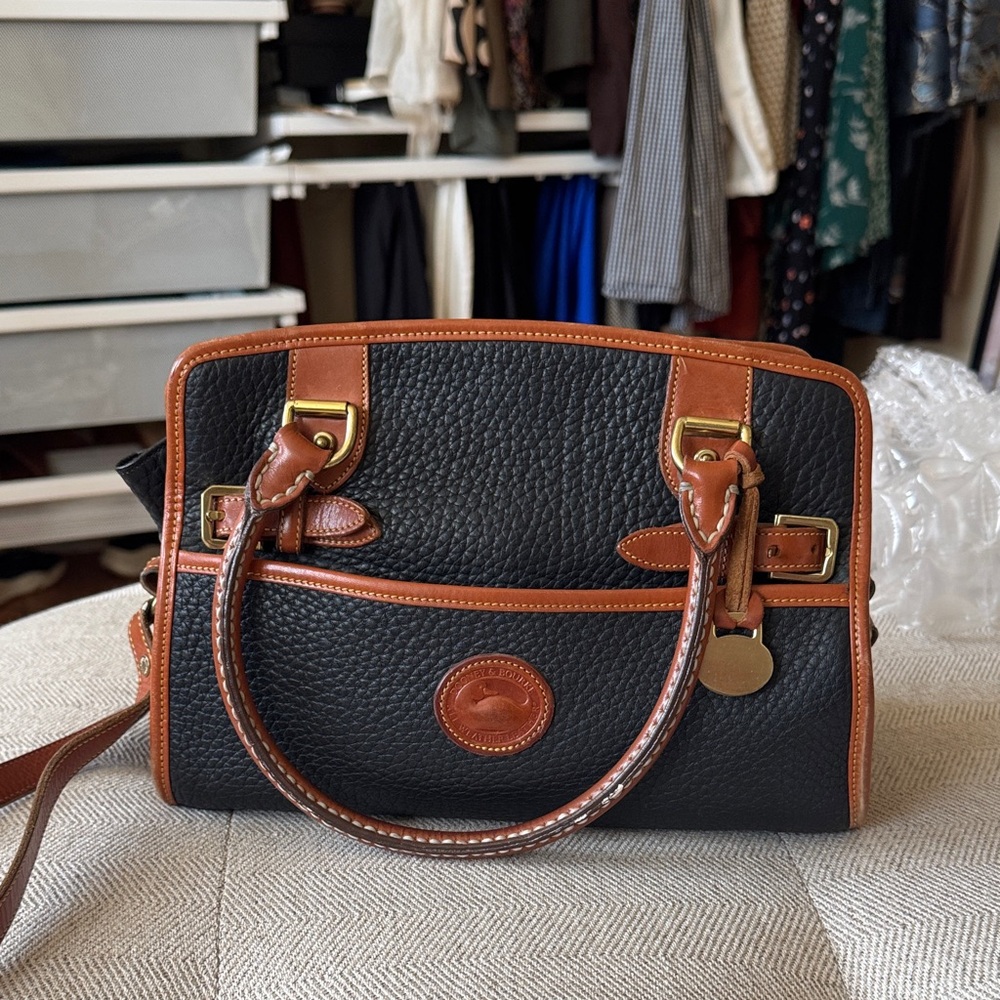 Dooney & Bourke Black and Tan Satchel